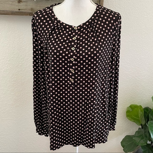 Boden Blouson button polka dot stretch knit top US 16 18‎